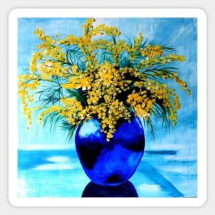 Wattle in Blue Vase Sticker